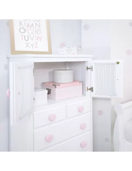 Cassettiera per bambine tenda rosa