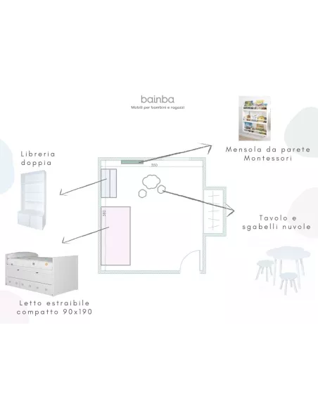 Piano progetto camera per bambini - disegno 3D