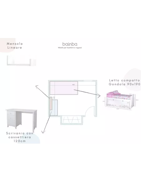 Piano progetto camera per bambini - disegno 3D