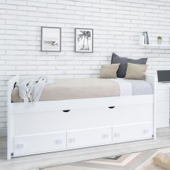 Letto con funzione estraibile e cassetti Lineare