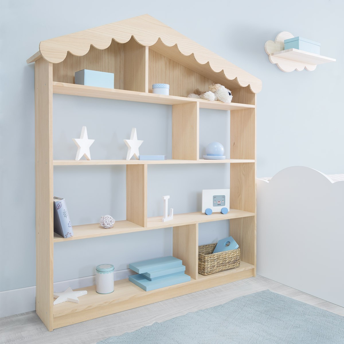 Libreria per bambini a Casetta in legno naturale - Consegna gratuita
