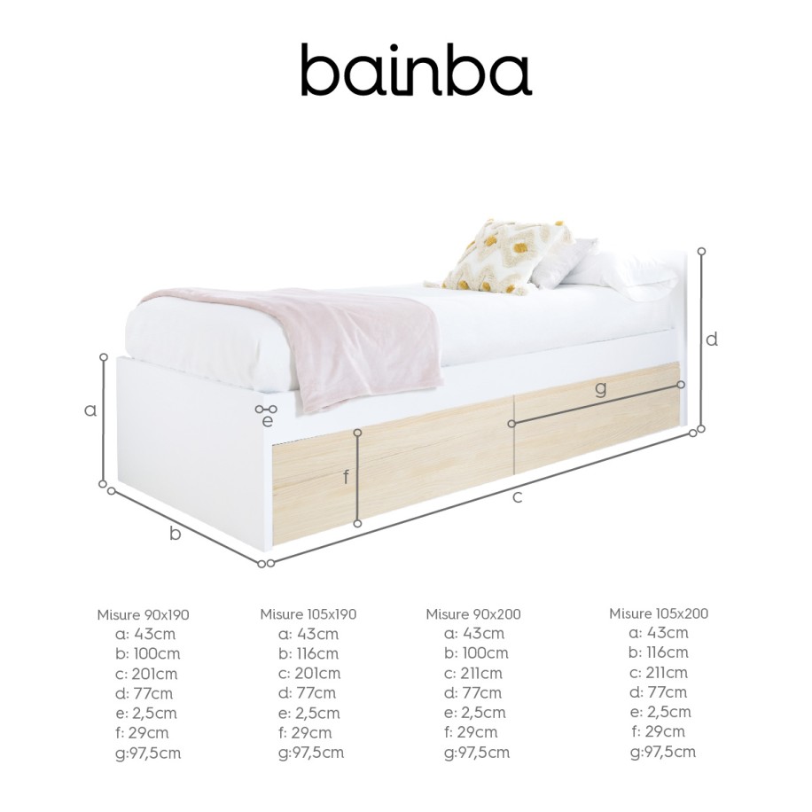 Letto con cassetti per bambini Nordico - Pediera bassa