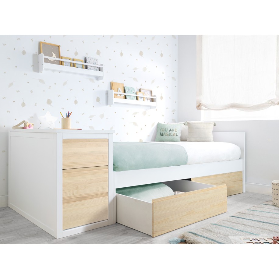 Letto con cassetti per bambini Nordico - Pediera bassa