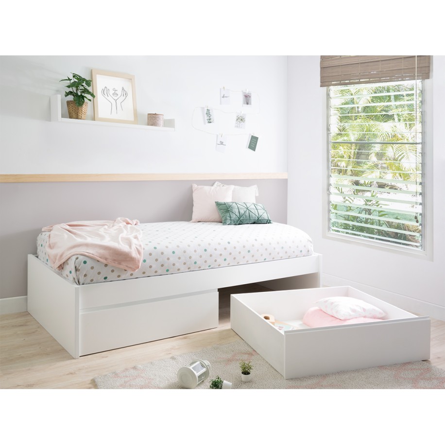 Letto con casseti bianco - basso