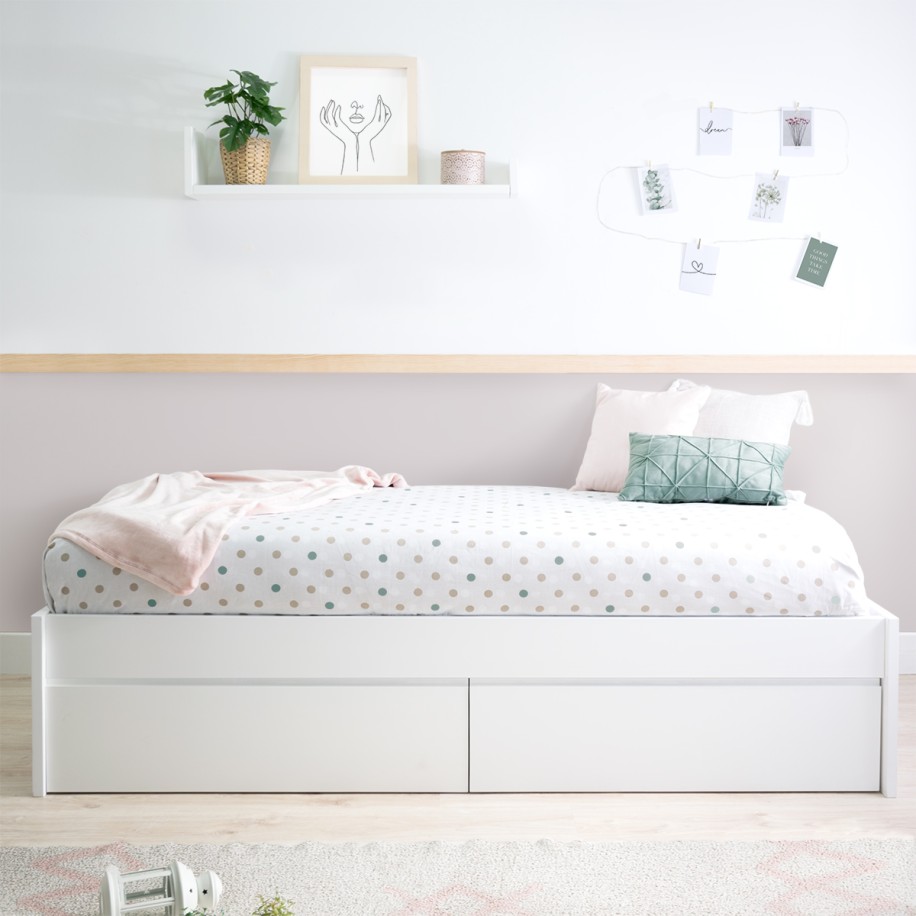 Letto con casseti bianco - basso