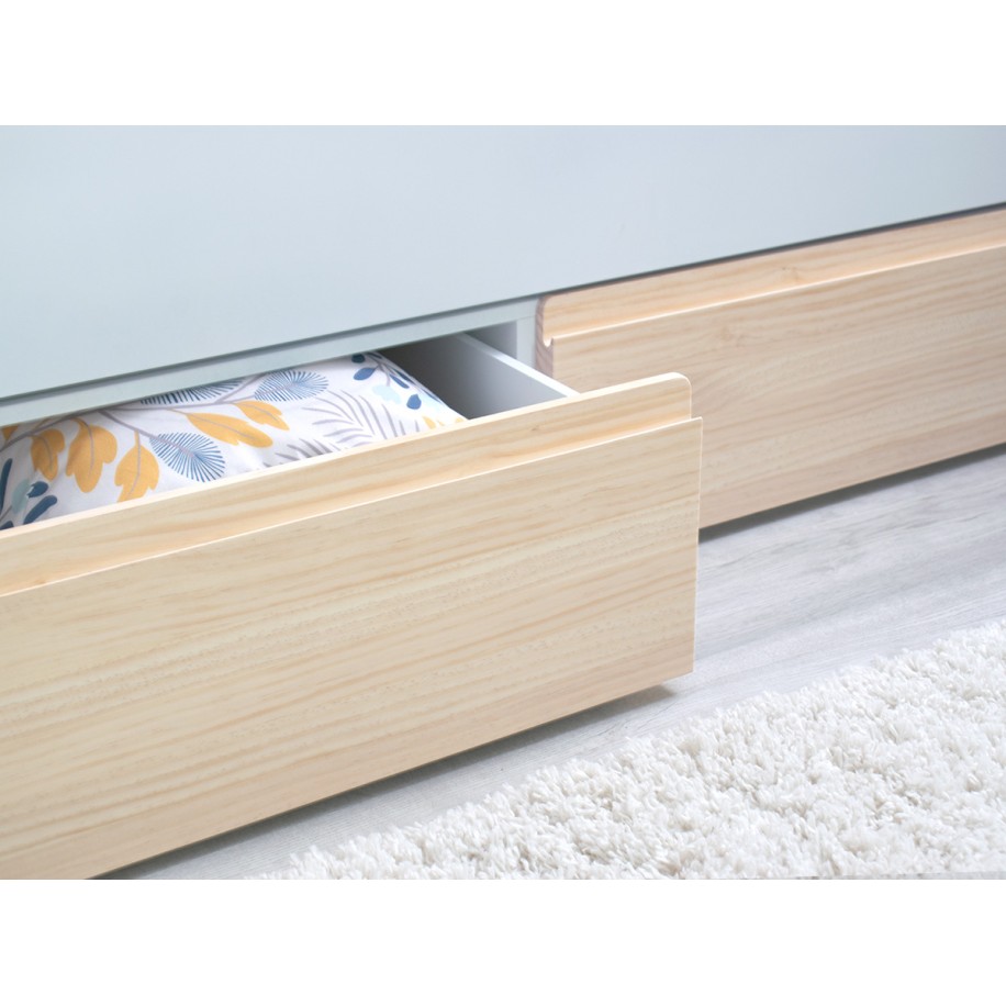 Letto estraibile e cassetti compatto legno naturale Lineare