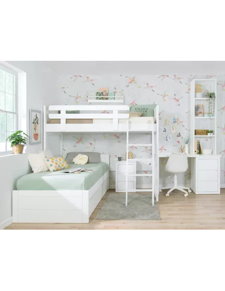 Letto a castello a L con letto con cassetti Lineare Bassa