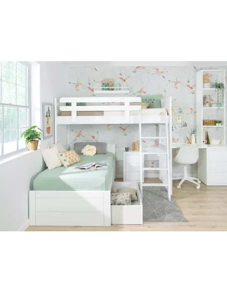 Letto a castello a L con letto con cassetti Lineare Bassa