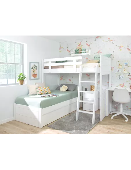 Letto a castello a L con letto con cassetti Lineare Bassa
