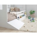 Letto a casetta montessori con contenidore giocattoli e rampa