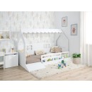 Letto a casetta montessori con contenidore giocattoli e rampa