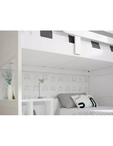 Letto a castello a L - Bianco pediera bassa