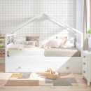 Letto a Casetta estraibile bianco. Tetto