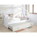 Letto a Casetta estraibile bianco. Tetto