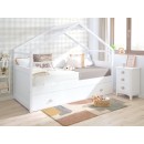 Letto a Casetta estraibile bianco. Tetto