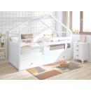 Letto a Casetta estraibile bianco. Tetto