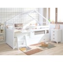 Letto a Casetta estraibile bianco. Tetto