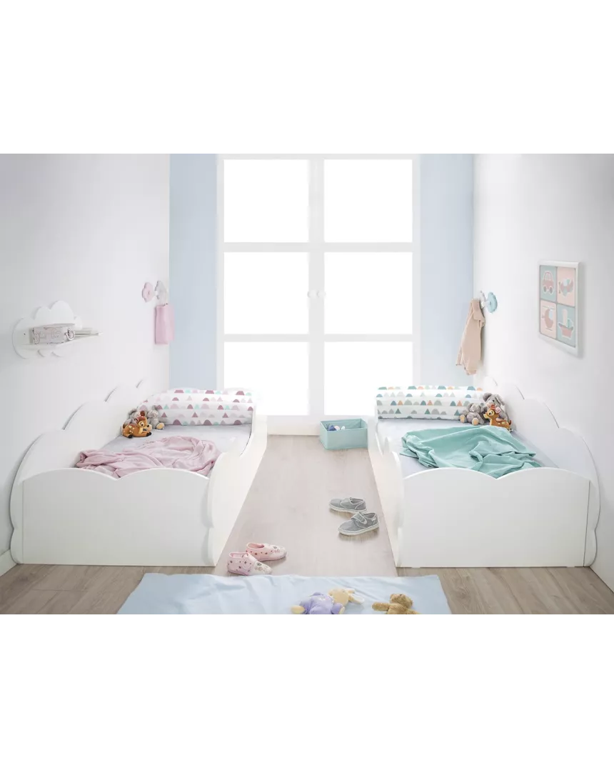 Camera da letto bambini due letti Montessori Nuvola