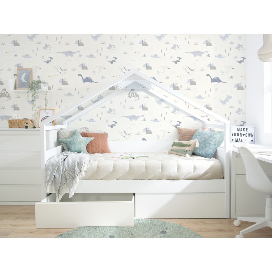 Letto a Casetta per bambini con cassettoni