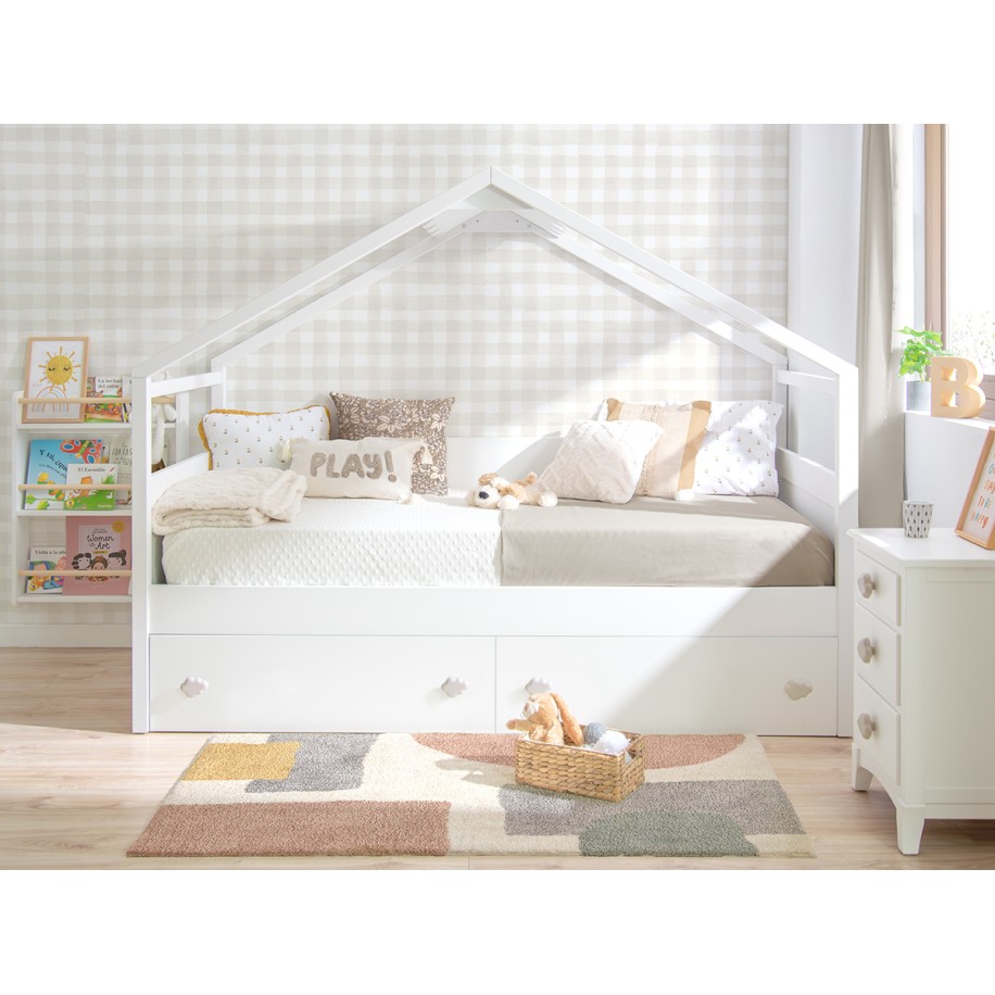 Letto a Casetta per bambini con cassettoni