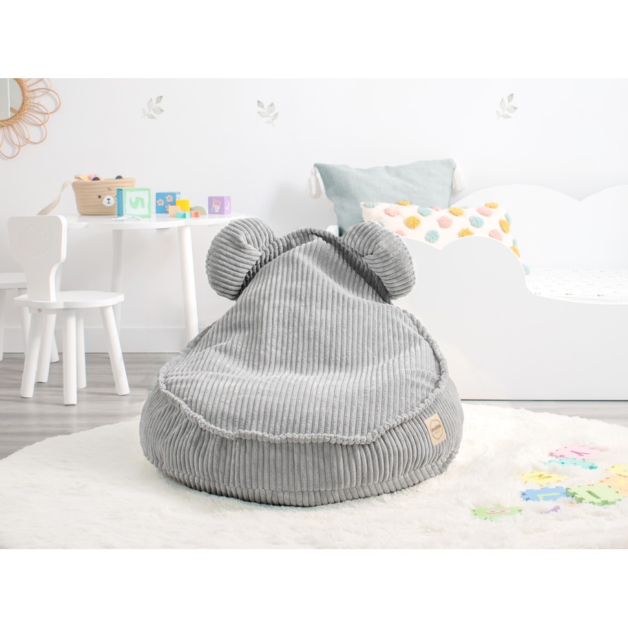 Pouf a sacco orsetto grigio per bambini