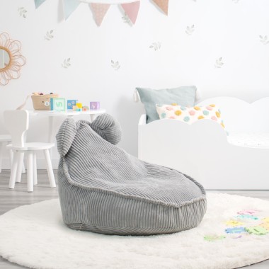 Pouf a sacco orsetto grigio per bambini