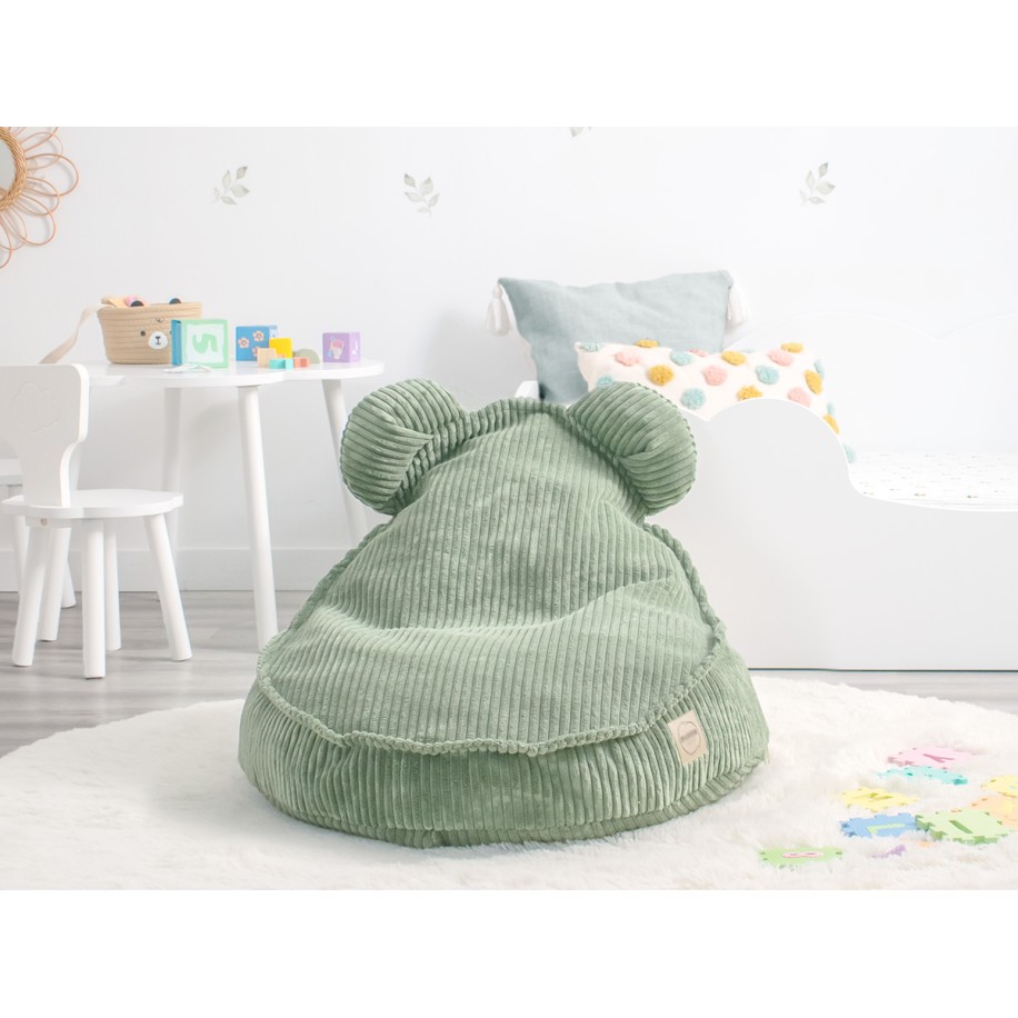 Pouf a sacco orsetto verde per bambini