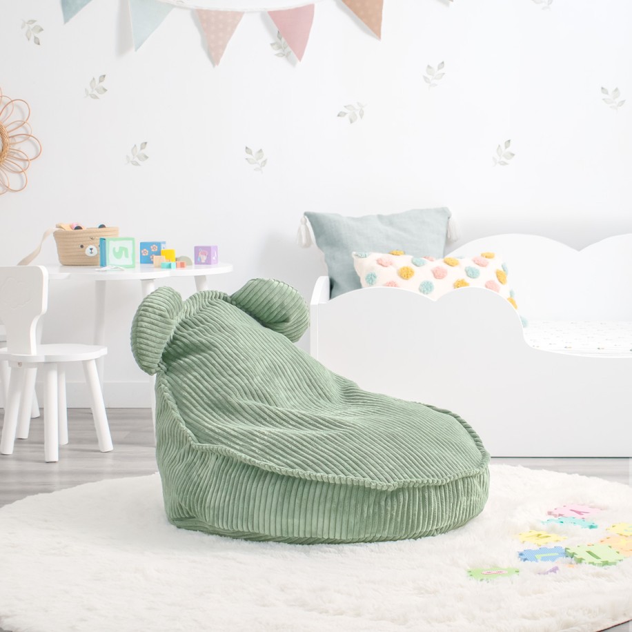 Pouf a sacco orsetto verde per bambini