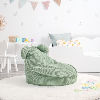 Pouf a sacco orsetto verde per bambini