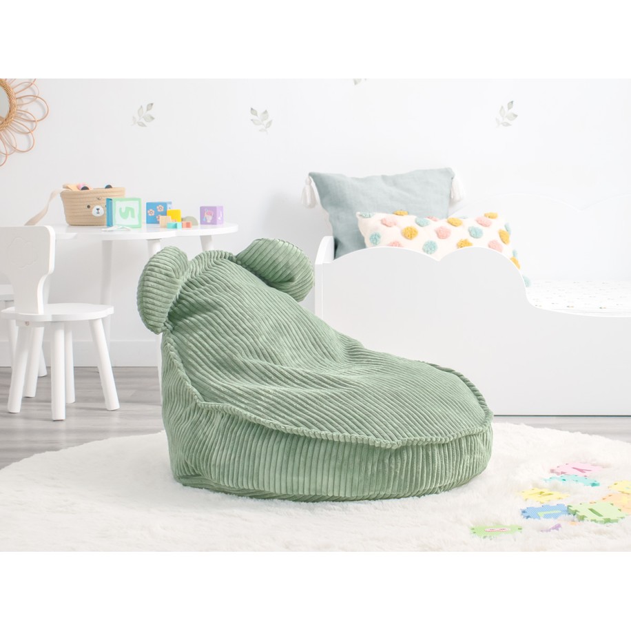 Pouf a sacco orsetto verde per bambini
