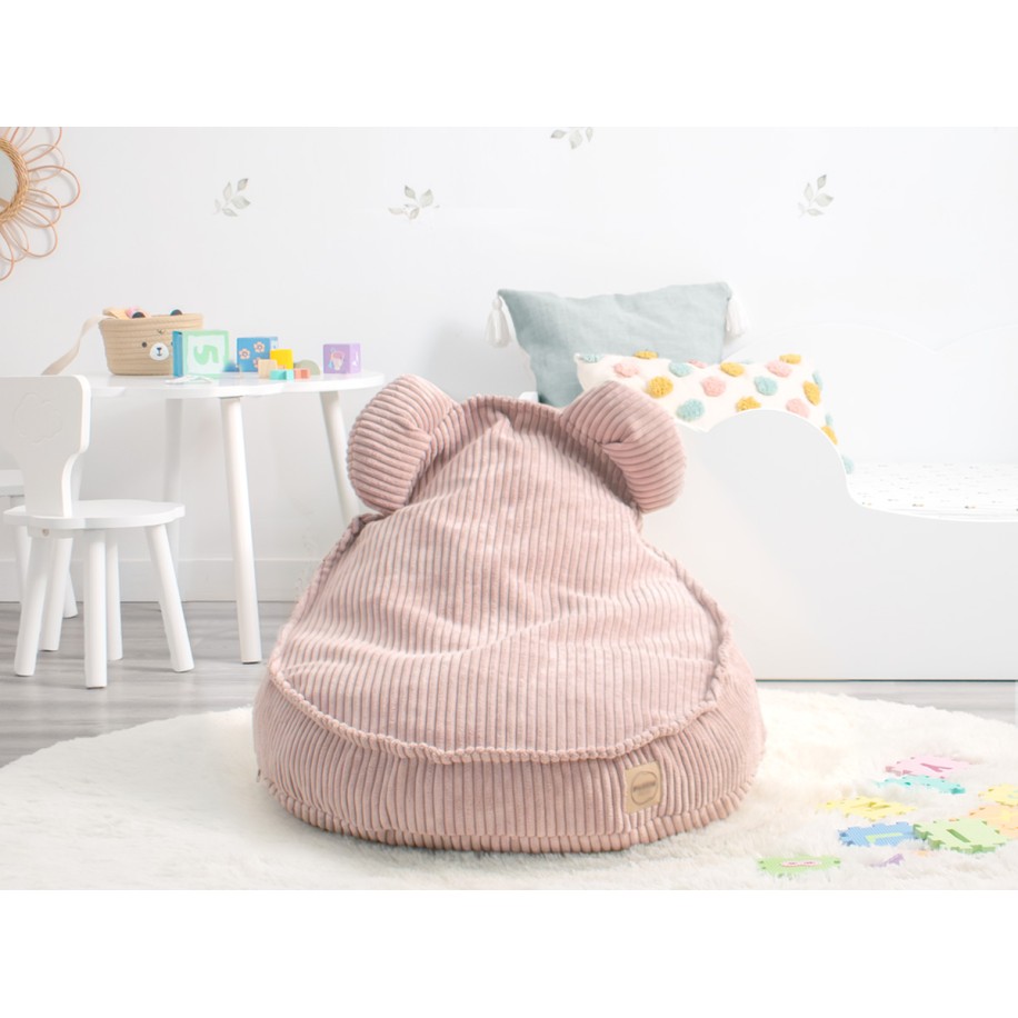 Pouf a sacco orsetto rosa per bambini