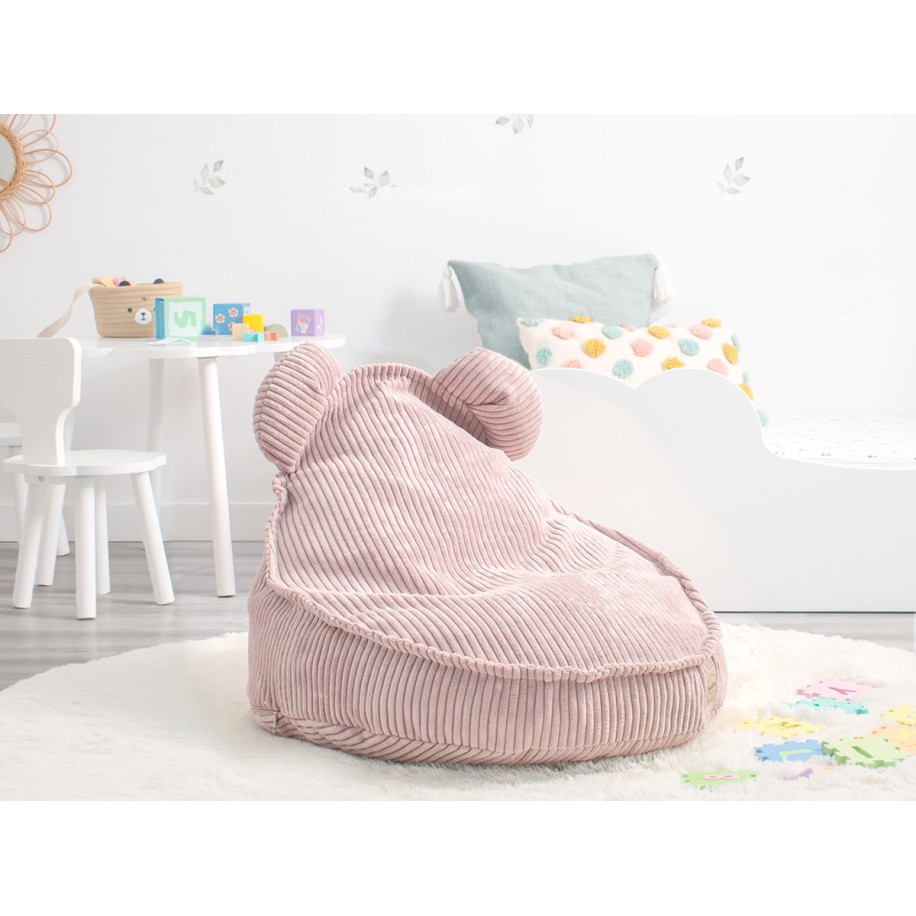 Pouf a sacco orsetto rosa per bambini