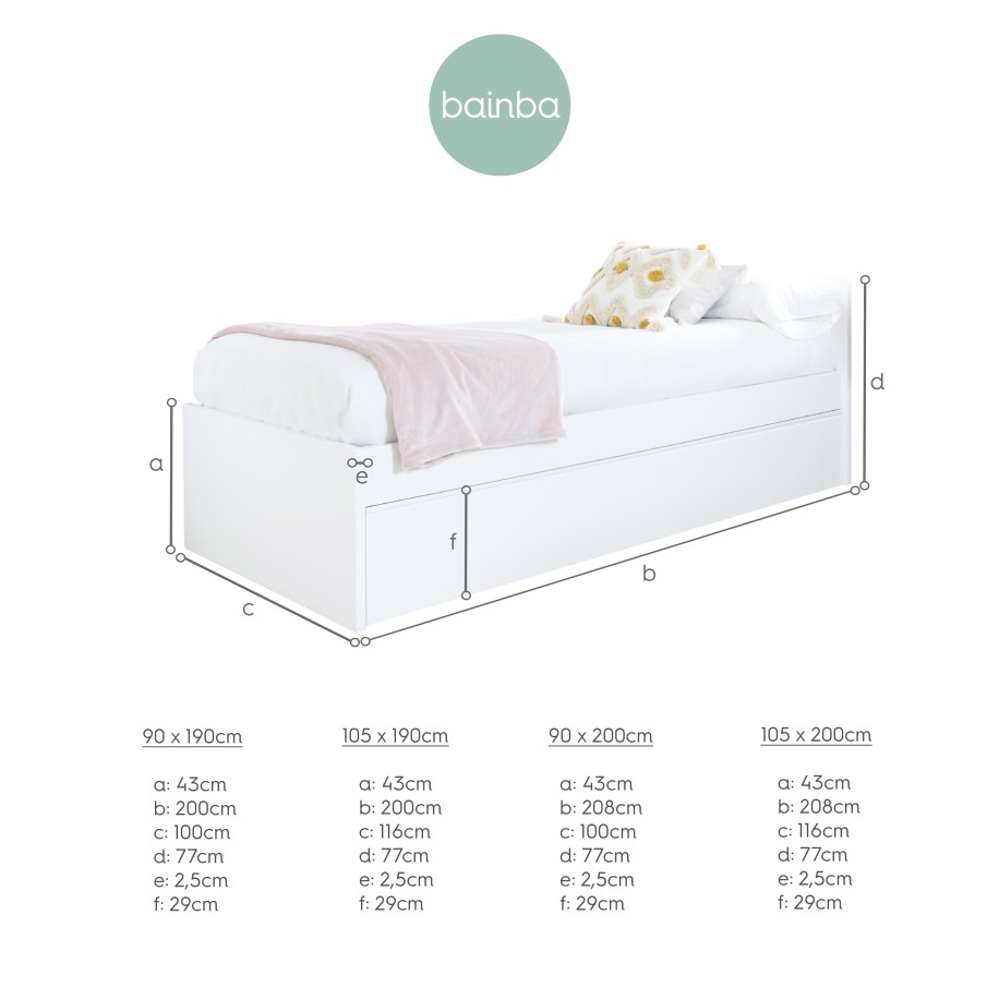Letto estraibile per bambini Bianco - Pediera bassa