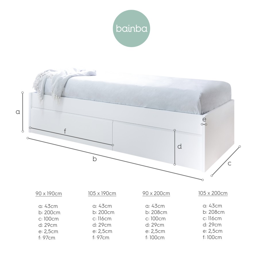 Letto con casseti bianco - basso