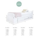 Letto con cassetti per bambini Bianco - Pediera bassa