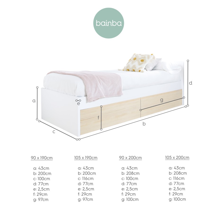 Letto con cassetti per bambini Nordico - Pediera bassa