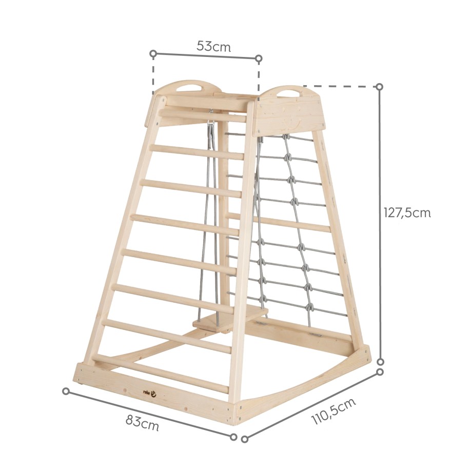 Torre da gioco con arrampicata e altalena