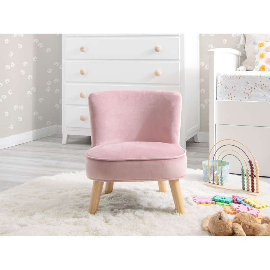 Poltroncina per bambini in velluto rosa