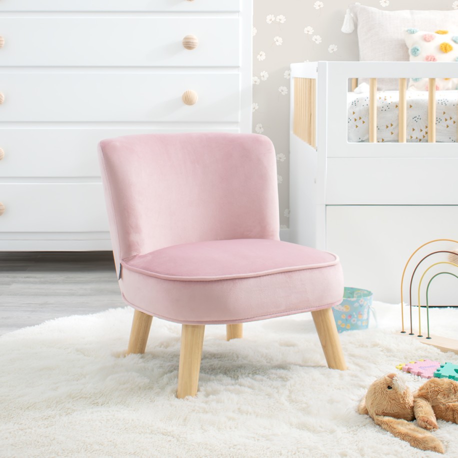 Poltroncina per bambini in velluto rosa