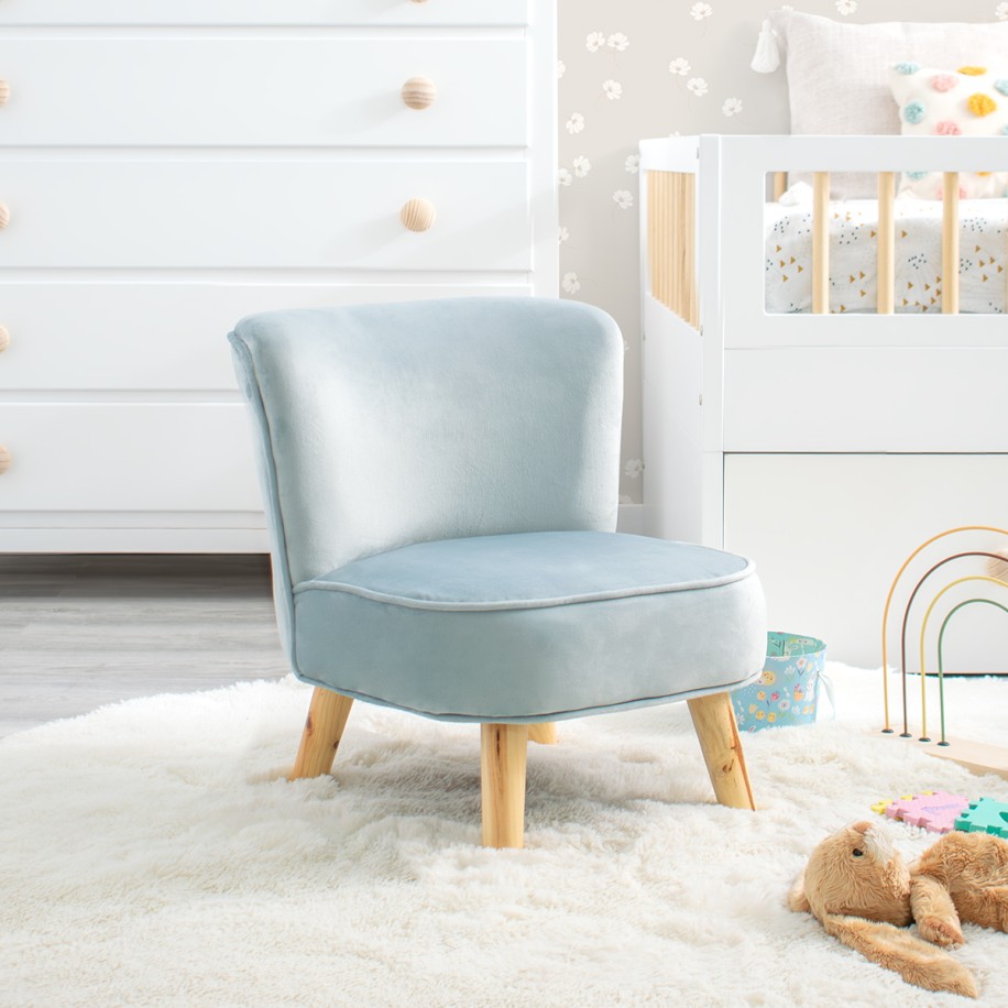 Poltroncina per bambini in velluto blu