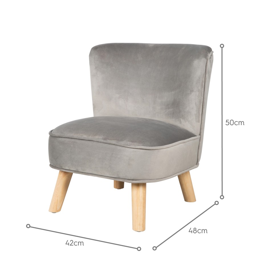Poltroncina per bambini in velluto grigio