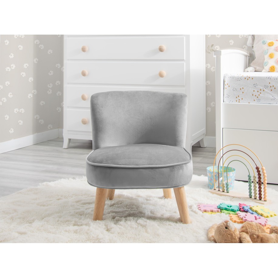 Poltroncina per bambini in velluto grigio