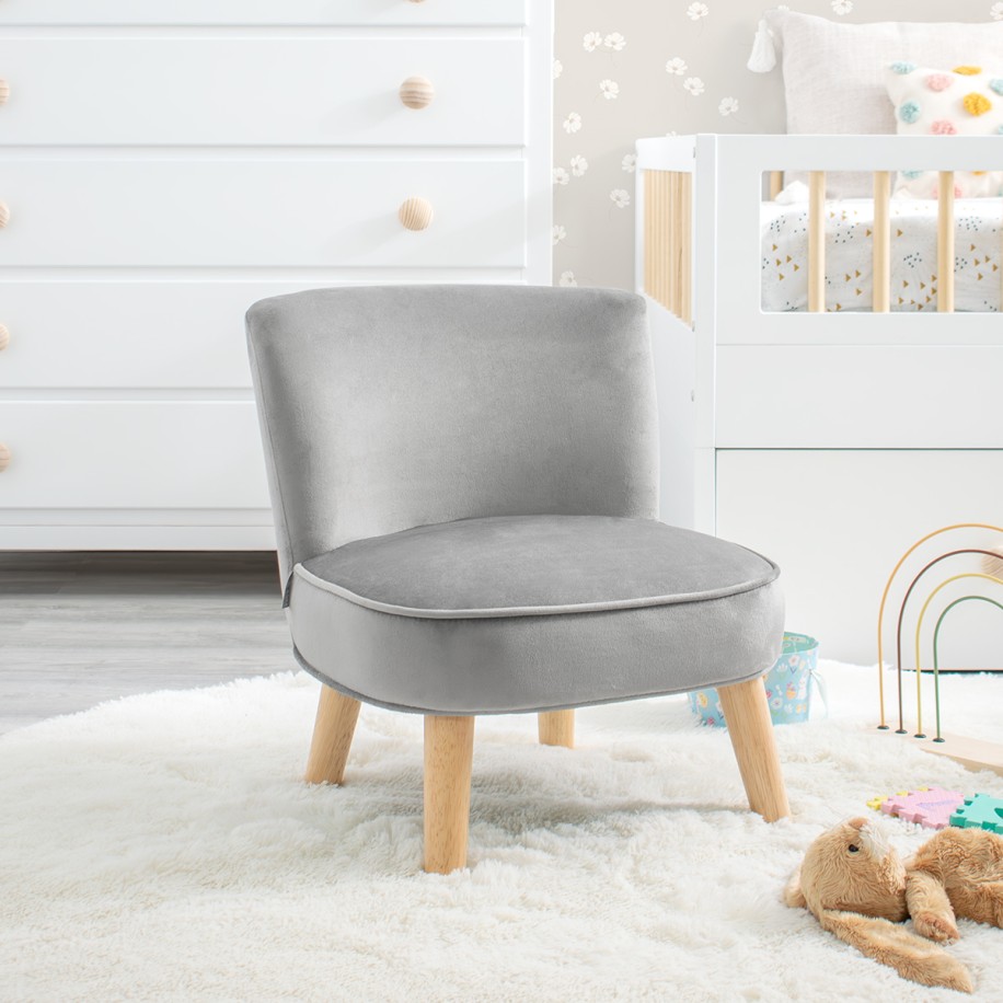 Poltroncina per bambini in velluto grigio