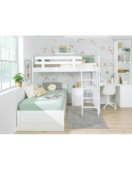 Letto a castello a L tre letti - Lineal pediera bassa