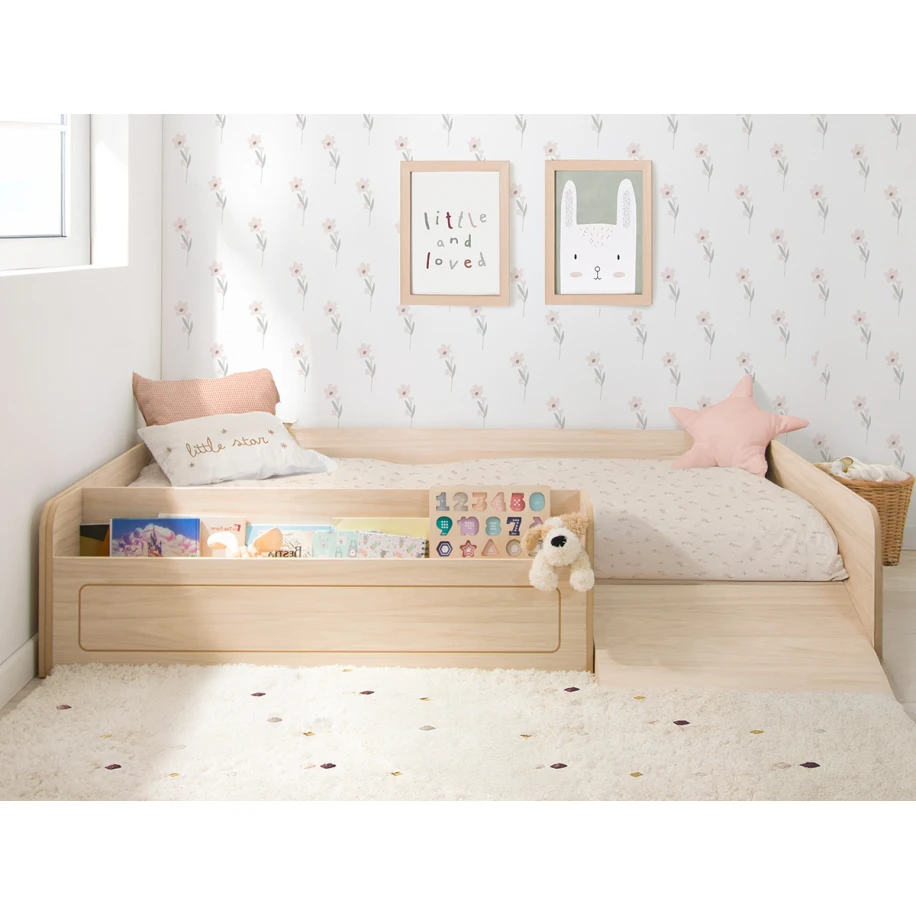 Letto Montessori 70x140 con contenidore giocattoli e rampa basic