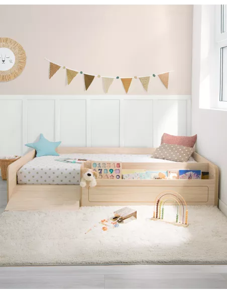 Letto montessori 90x190 con contenitore e rampa | Consegna gratuita