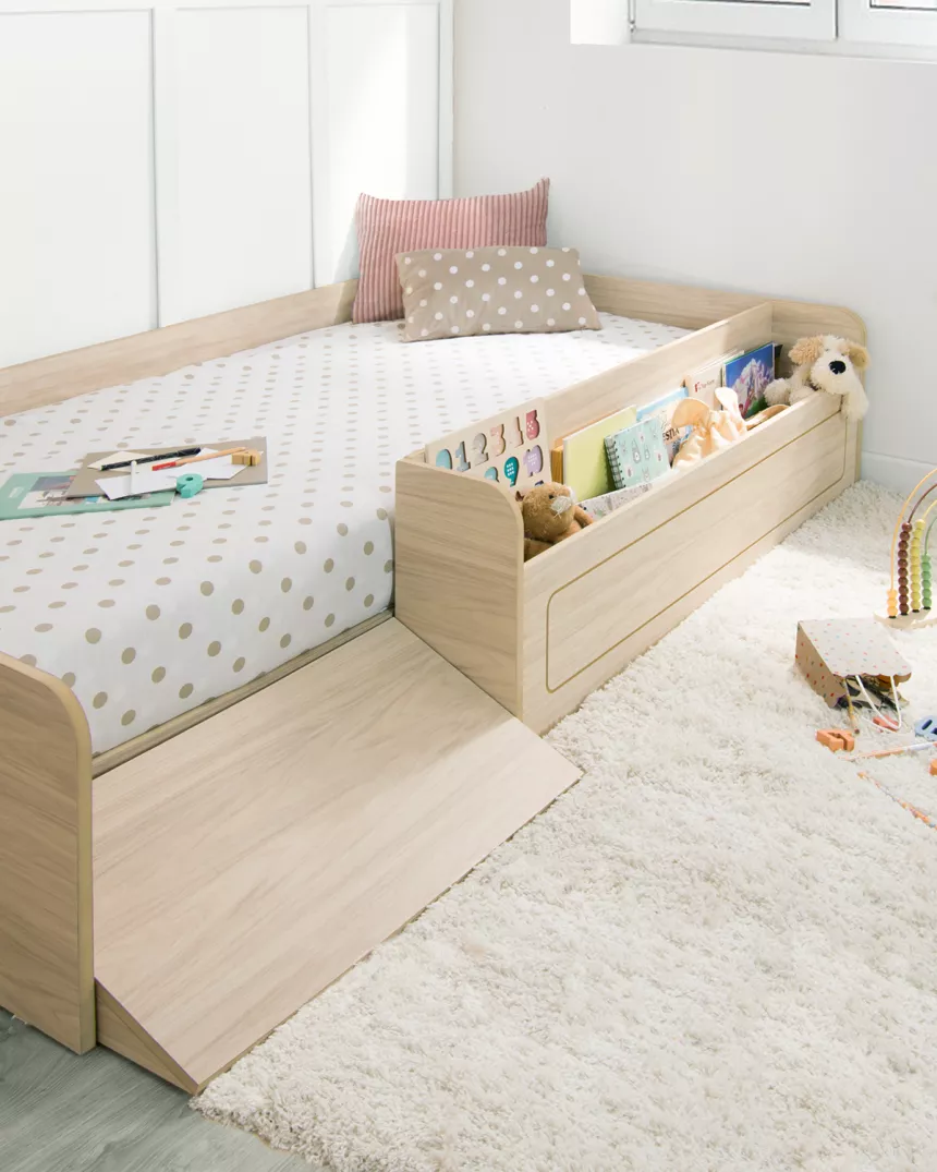 Letto montessori 90x190 con contenitore e rampa | Consegna gratuita