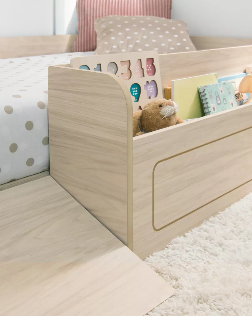 Letto montessori 90x190 con contenitore e rampa | Consegna gratuita