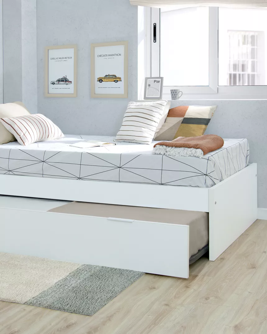 Letto estraibile laminato bianco 90x190 pediera bassa