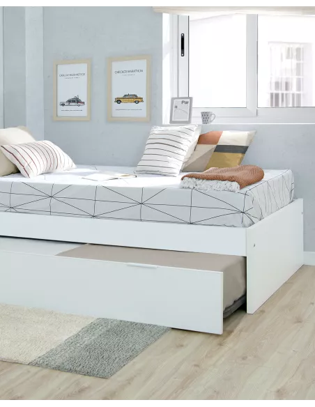 Letto estraibile laminato bianco 90x190 pediera bassa